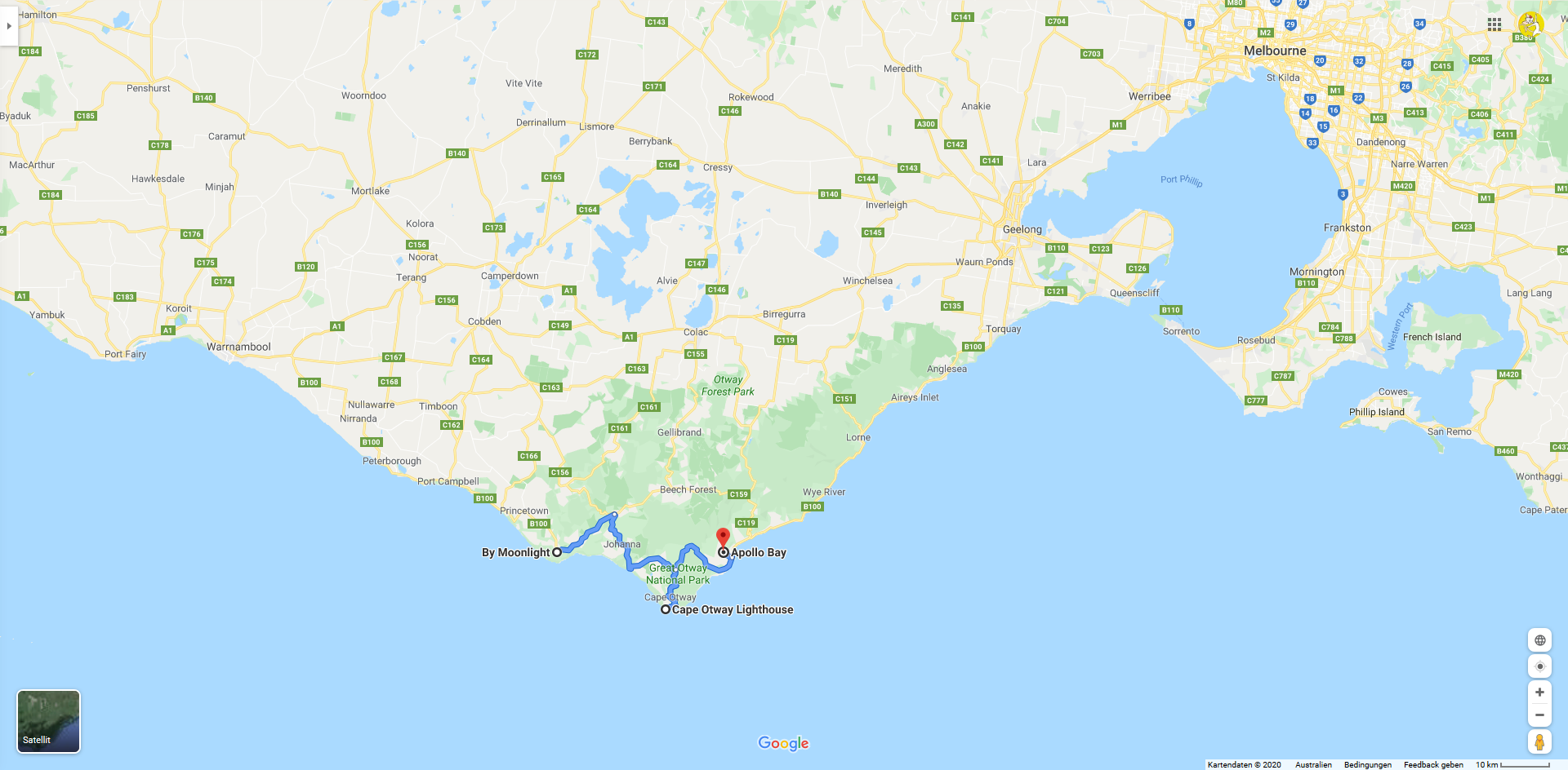 2019 12 20  08 01 Wattle Hill bis Apollo Bay Route